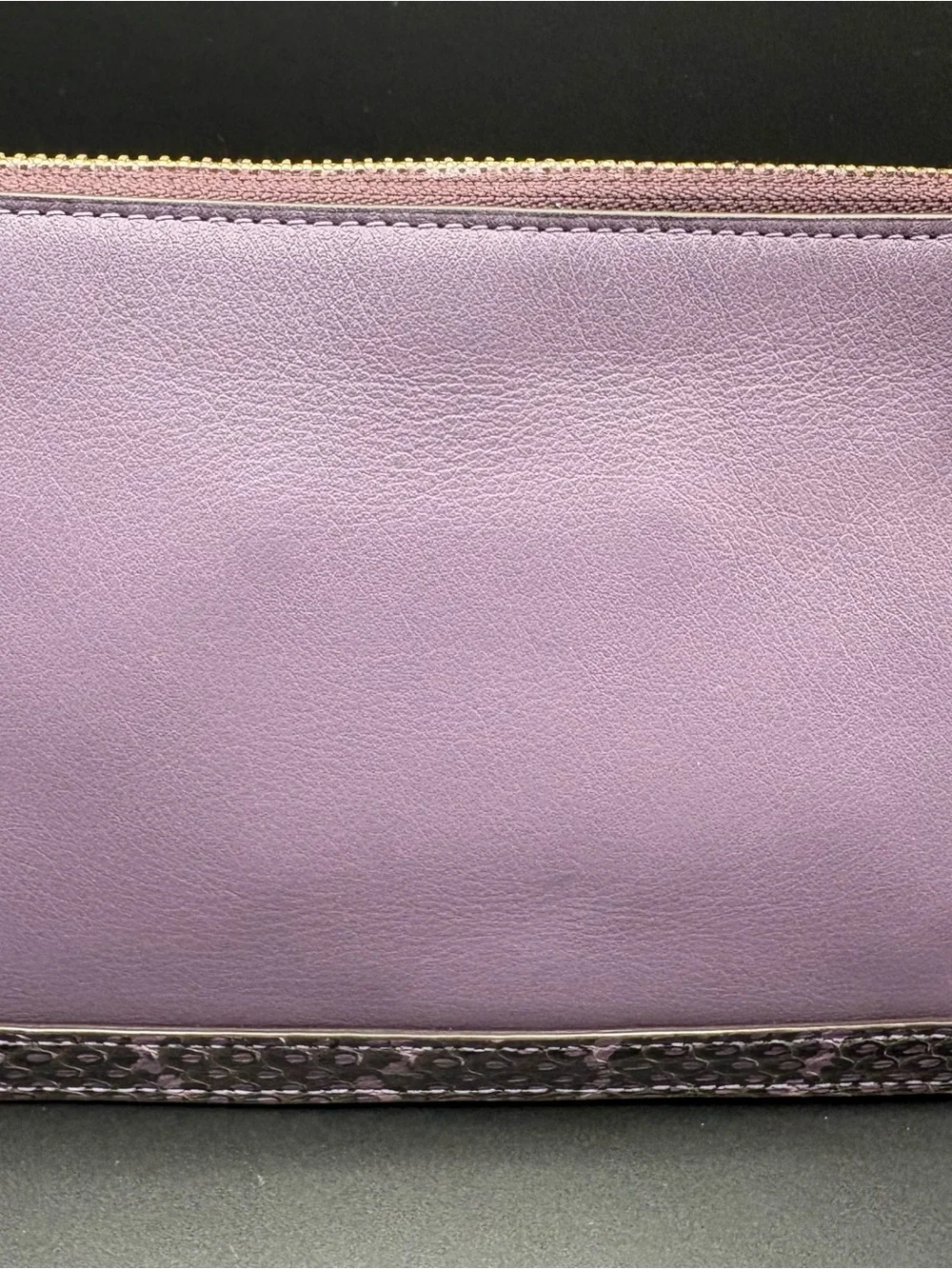 Coach Dreamer Wristlet Lavender Leather Snakeskin Trim Clutch Style 73957
